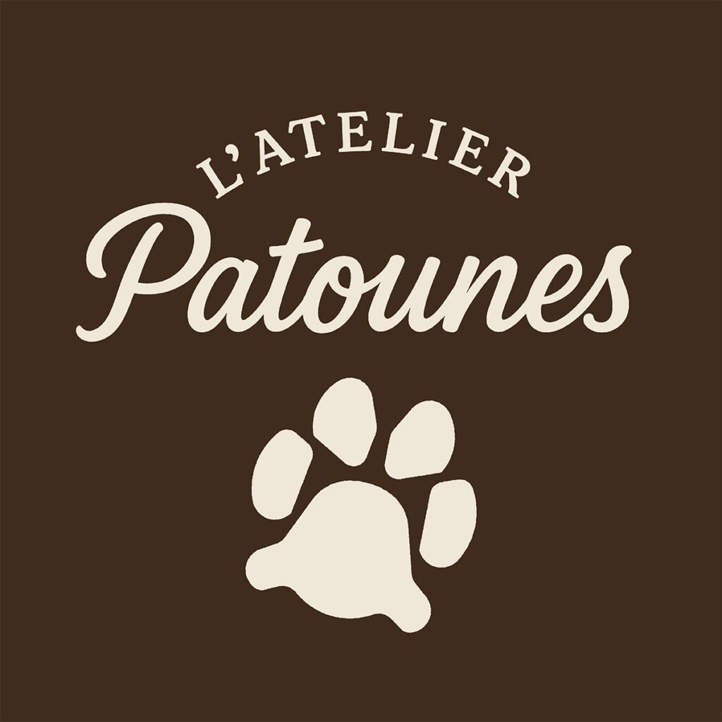 Logo l'atelier Patounes couleurs inversées