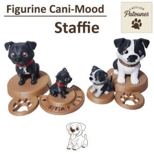 Figurine Staffie personnalisée Cani-Mood en impression 3D.